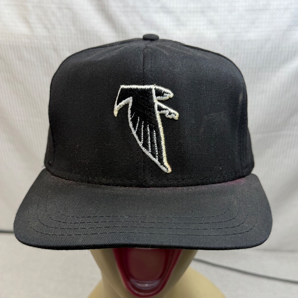 AJD Atlanta Falcons Hat Mens Large Black Vintage NFL Snapback USA Made Baseball
